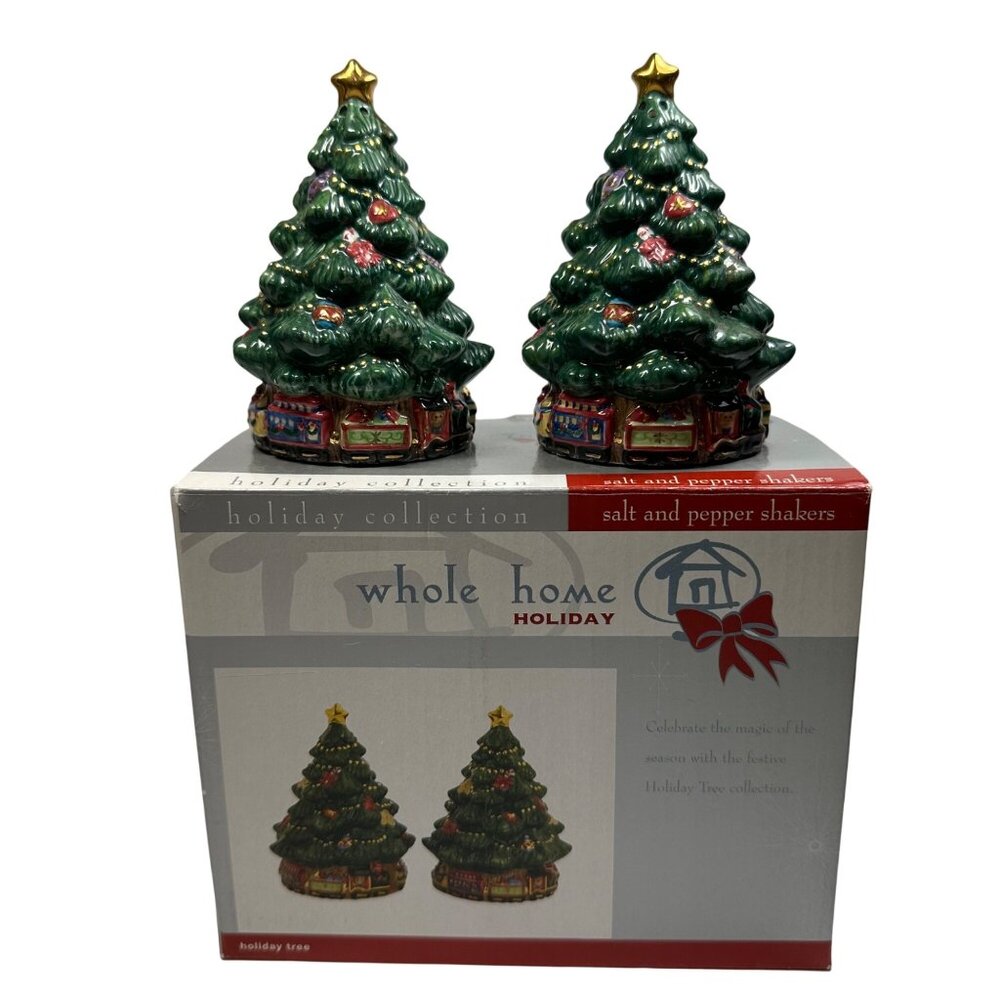 Holiday Tree Ceramic Salt & Pepper Shakers Whole Home Holiday Collection - Picture 2 of 5